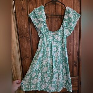 Billabong Green Dress with White Floral Design